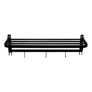 BonKaso Stainless Steel Towel Rack (Black Finish, Pack-1)