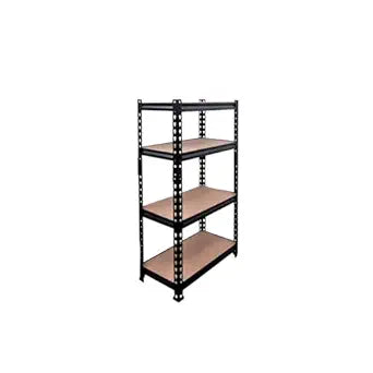 BonKaso Adjustable Set of 4-Shelf Metal Storage Shelving Unit, Steel Bootless Rivet Utility Display