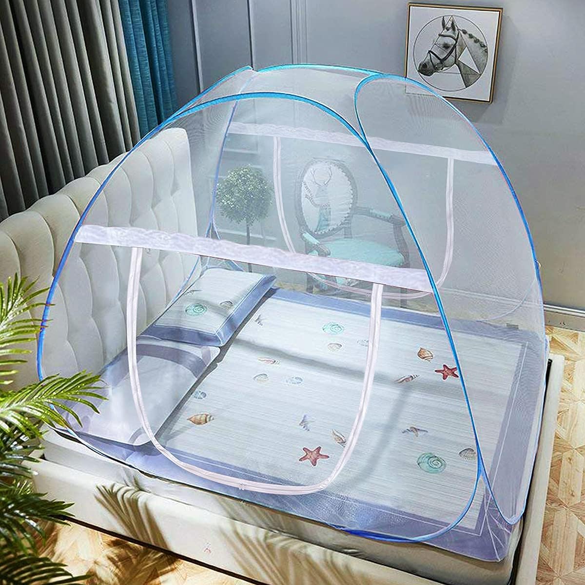 BonKaso Mosquito Polyester Net Foldable King Size Double Bed