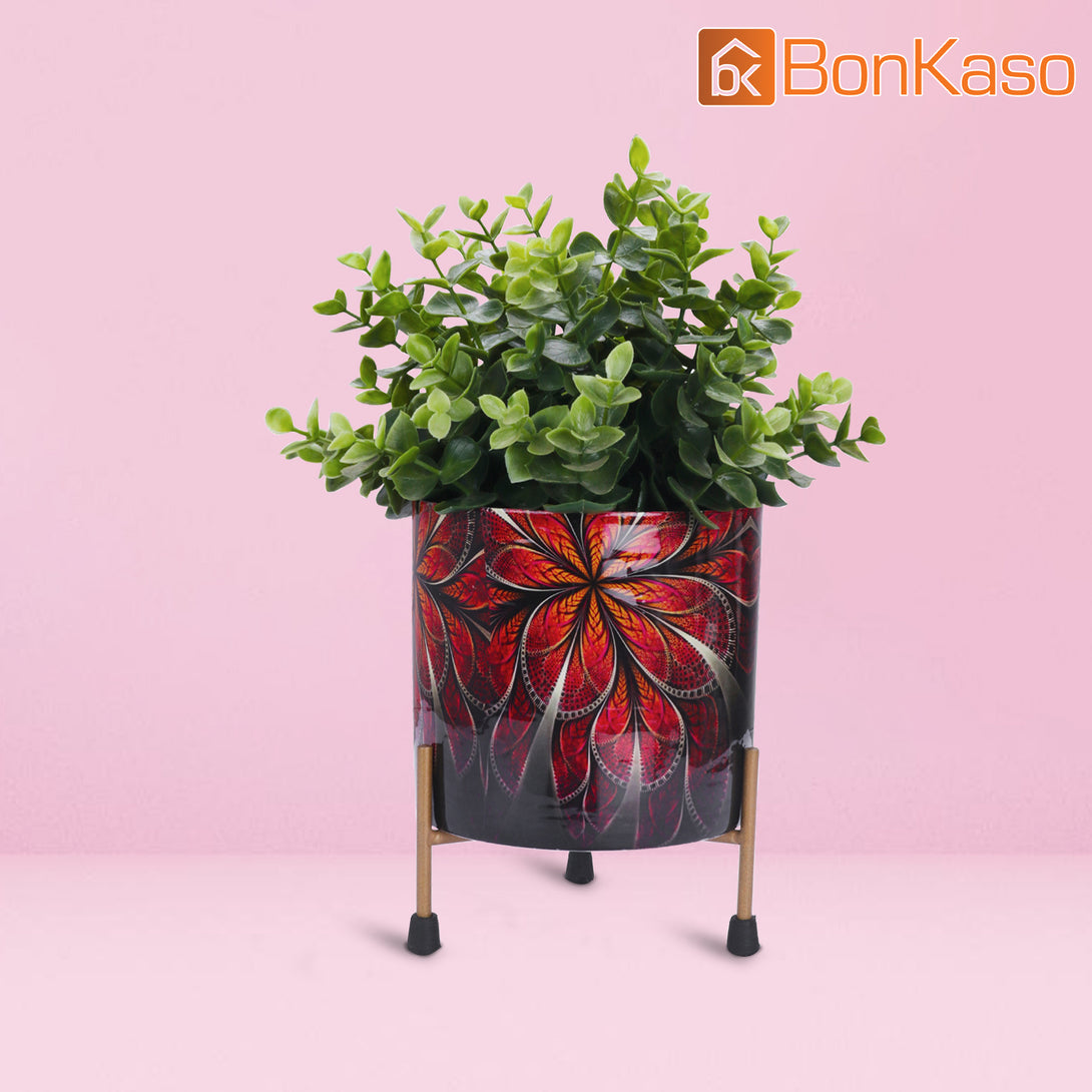 BonKaso Metal Pot (Tri Stand, Blue, 12×12 cm)