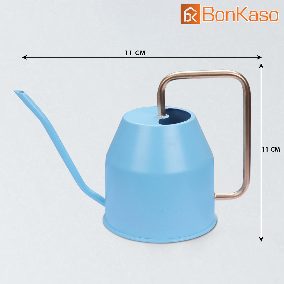 BonKaso 1 Litre Metal Watering Can Pot (Green)