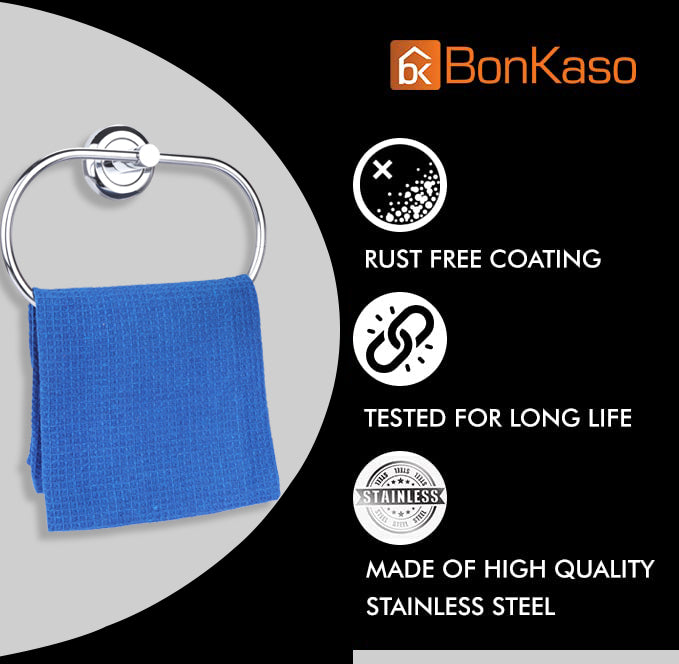 BonKaso FL-02 Towel Holder for Wash Basin Bathroom (Chrome Finish)