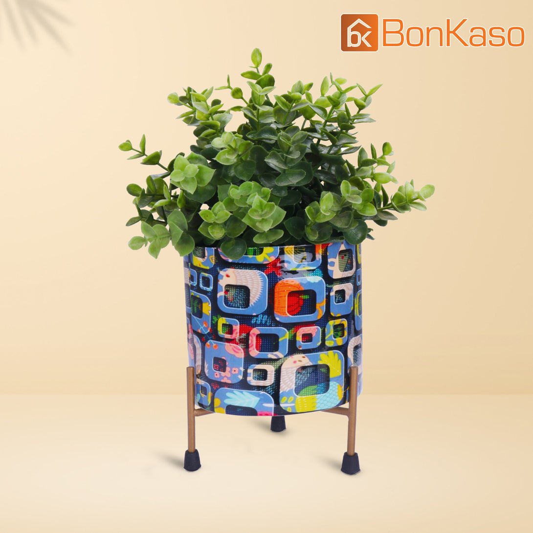 BonKaso Metal Pot (Tri Stand, Blue, 12×12 cm)