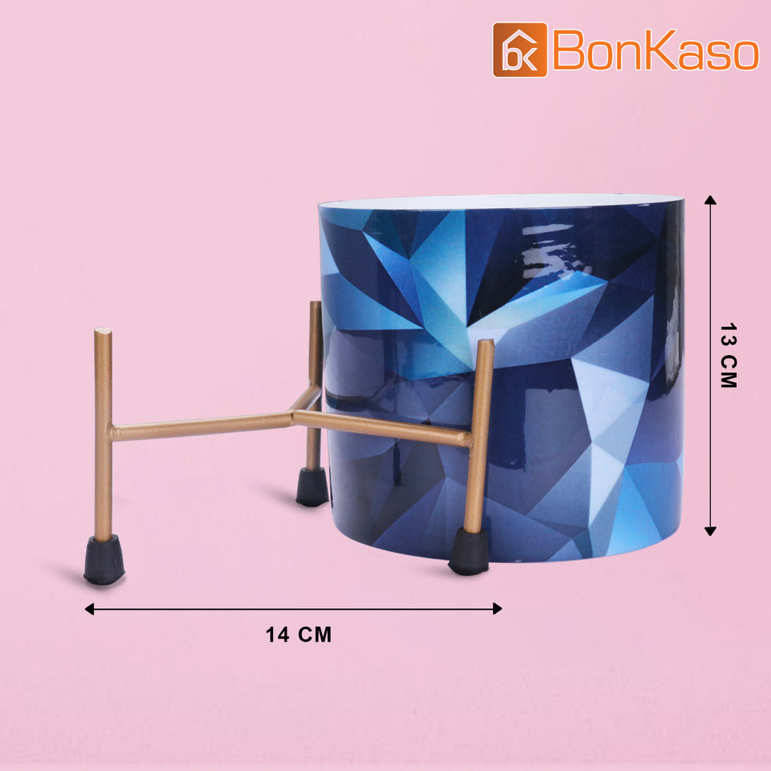 BonKaso Metal Pot (Tri Stand, Blue, 12×12 cm)