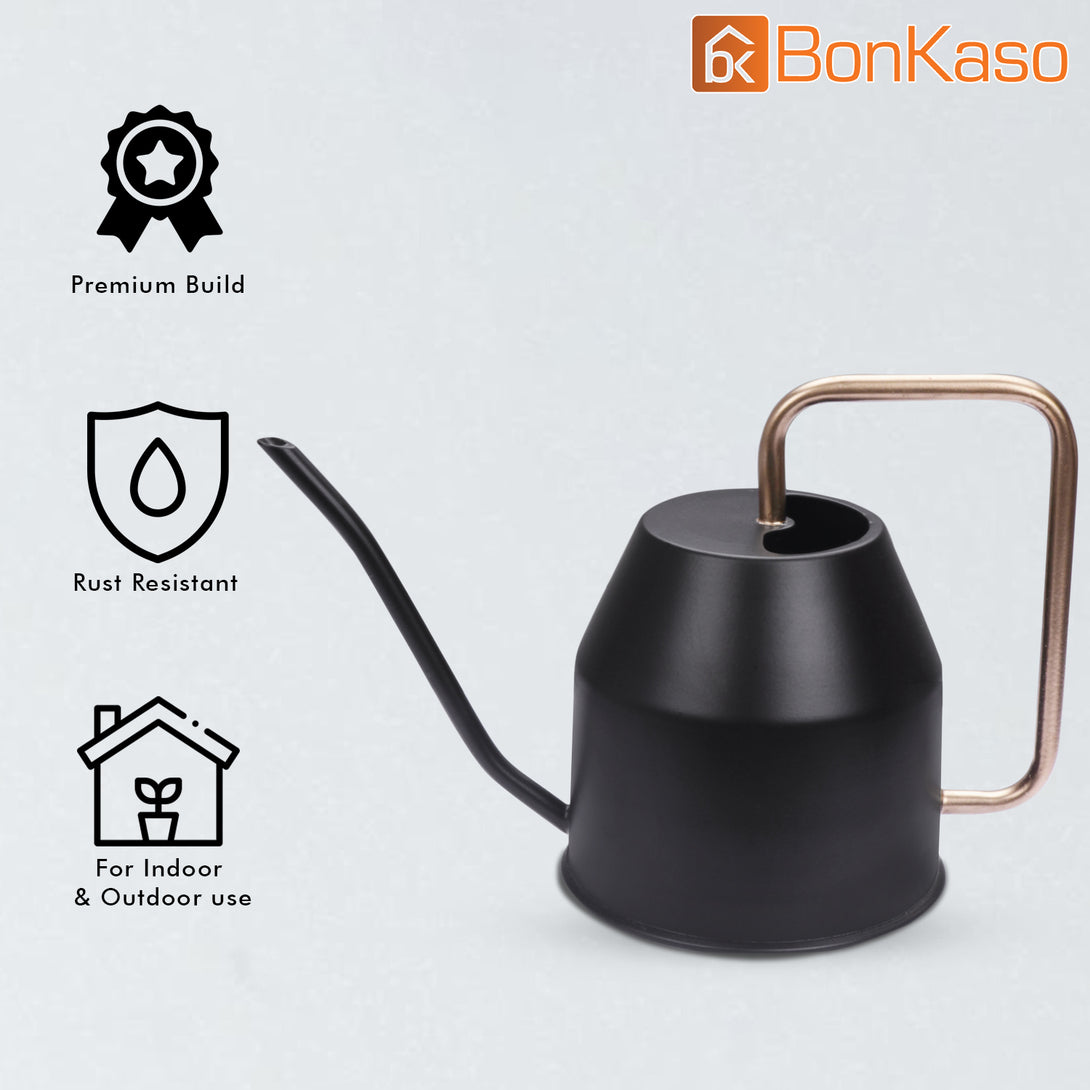 BonKaso 1 Litre Metal Watering Can Pot (Green)