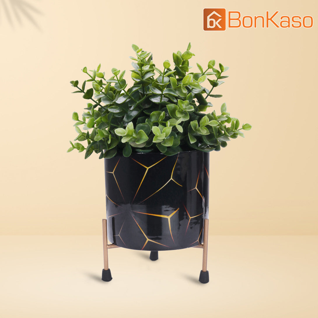 BonKaso Metal Pot (Tri Stand, Blue, 12×12 cm)