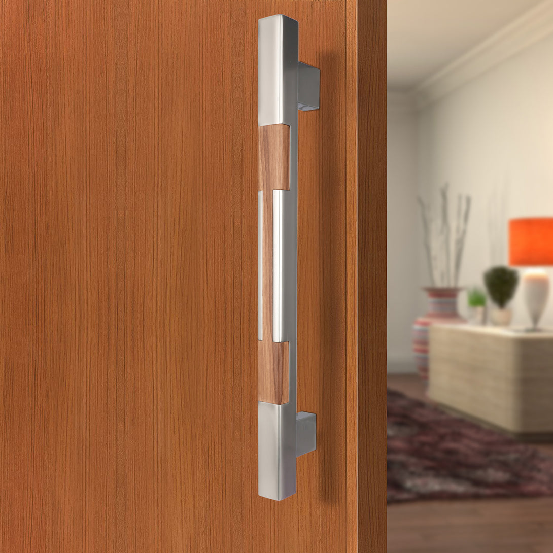 BonKaso FDH-4BL Door Handle in Aluminum Push Pull (Black, Set-1)