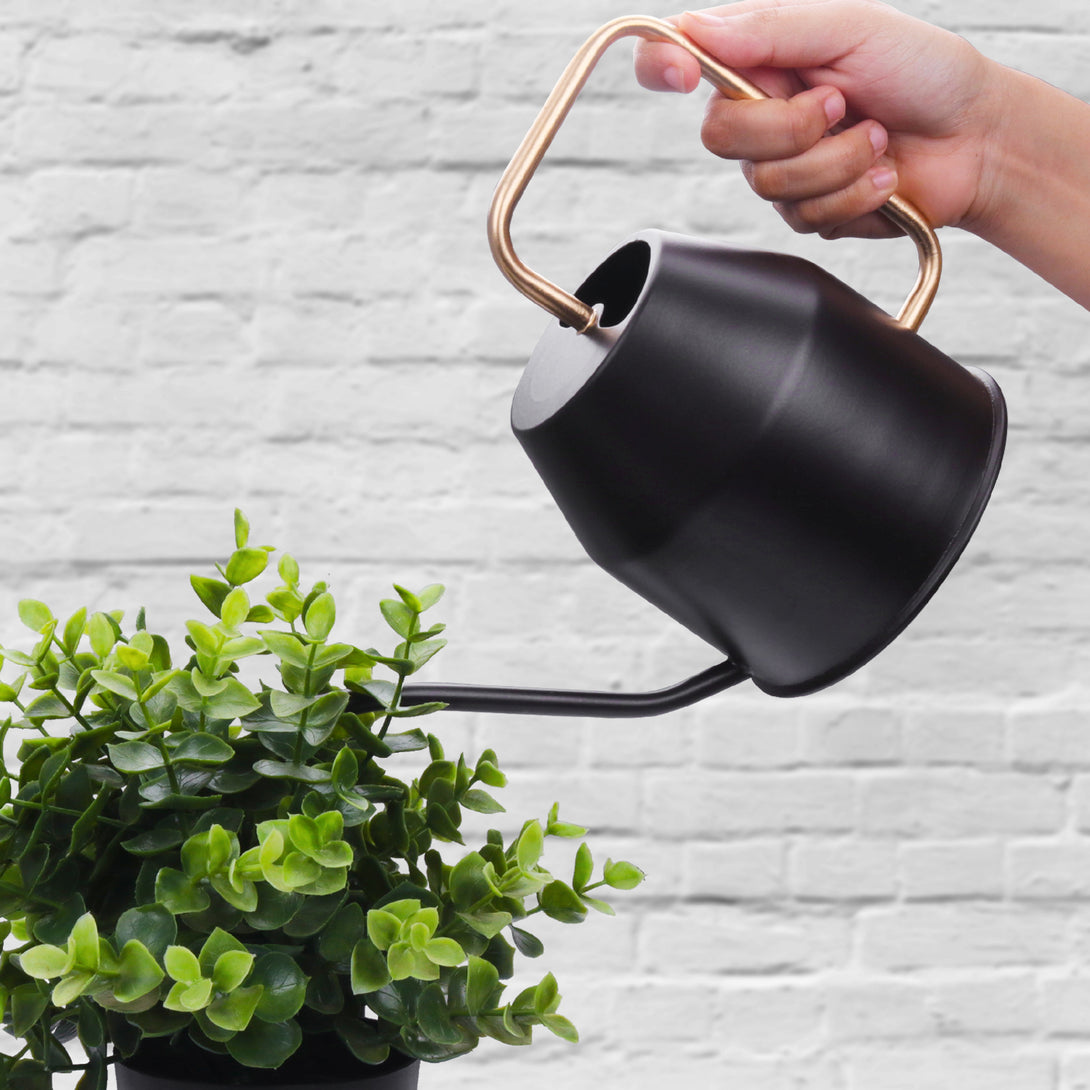 BonKaso 1 Litre Metal Watering Can Pot (Green)