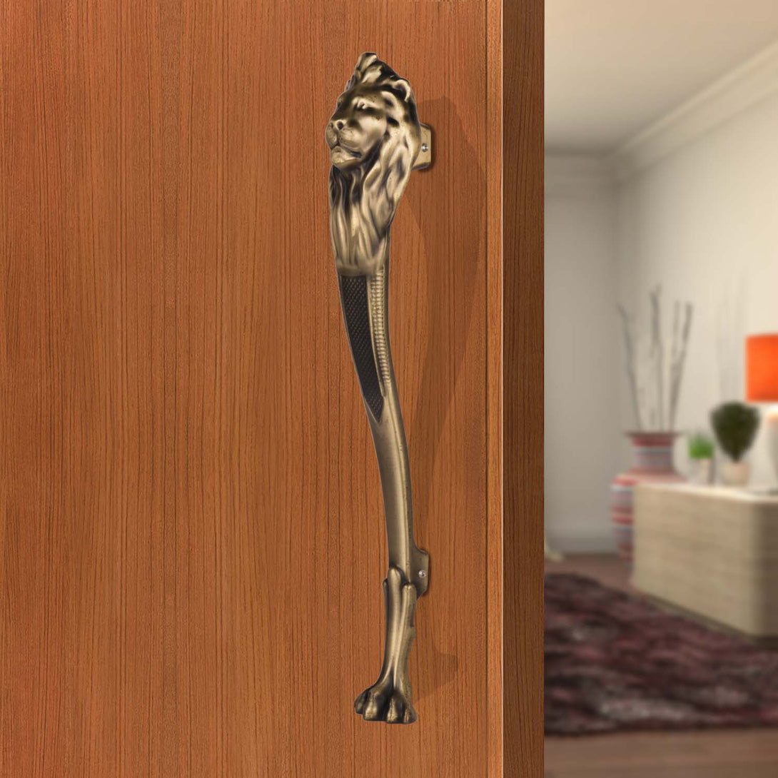 BonKaso Lion Shape Door Handle(Antique Brass, Matt Finish)