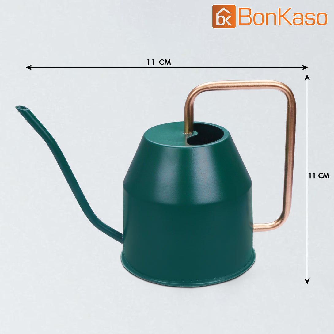 BonKaso 1 Litre Metal Watering Can Pot (Green)