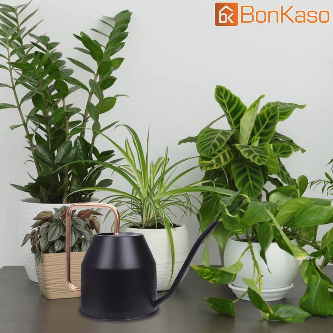 BonKaso 1 Litre Metal Watering Can Pot (Green)