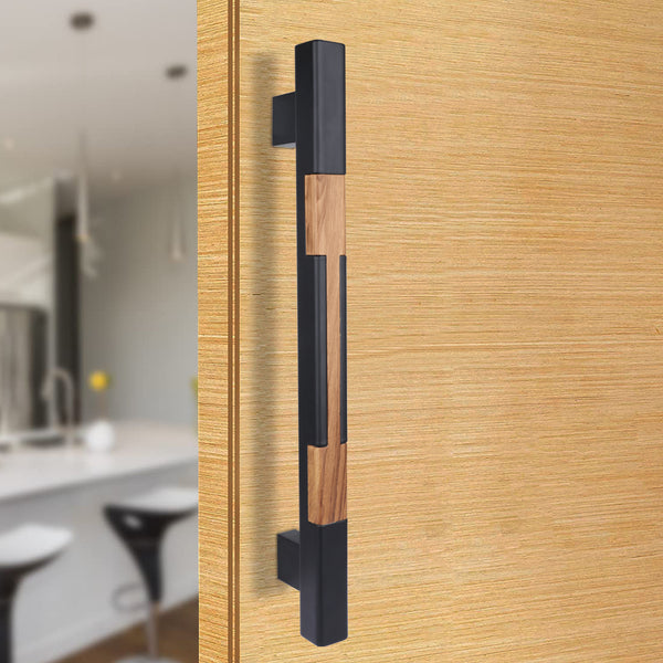 BonKaso FDH-4BL Aluminum Premium Push Pull Door Handle for Glass & Wooden Door (Black) (Set of 1)