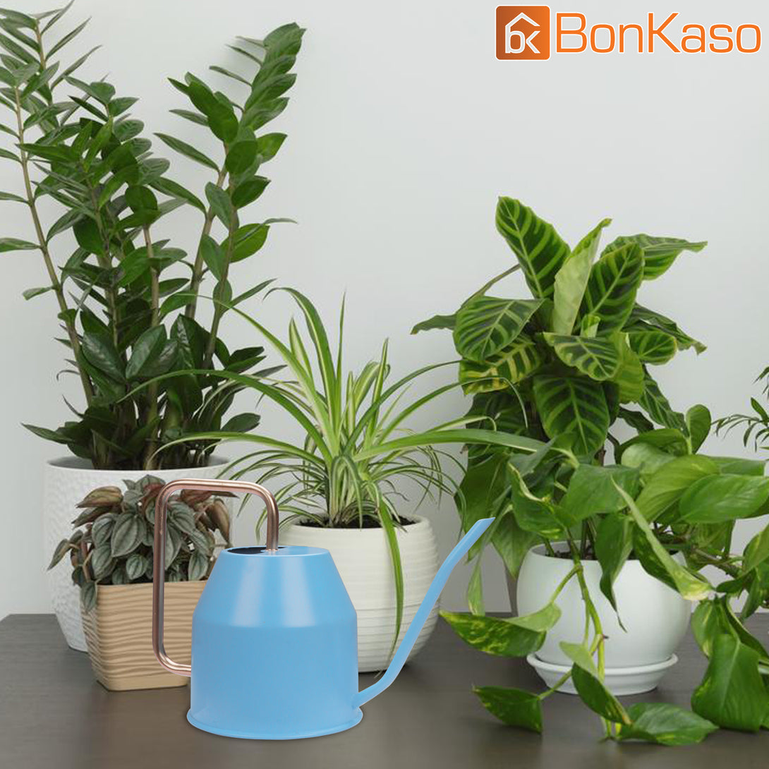 BonKaso 1 Litre Metal Watering Can Pot (Green)