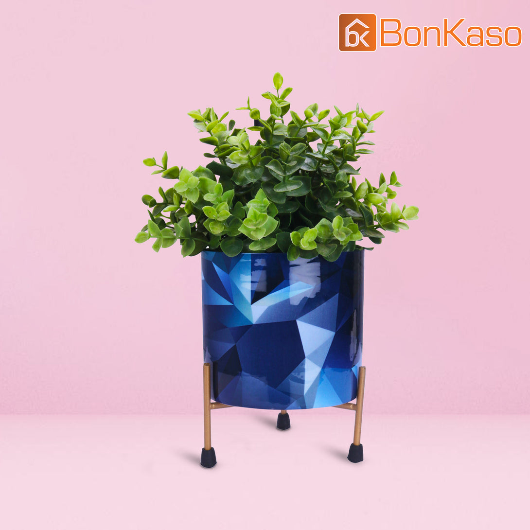 BonKaso Metal Pot (Tri Stand, Blue, 12×12 cm)