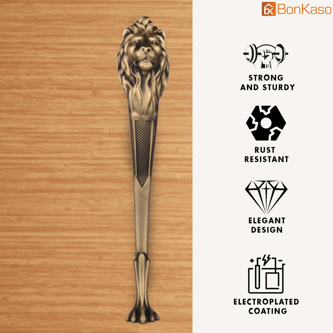 BonKaso Lion Shape Door Handle(Antique Brass, Matt Finish)