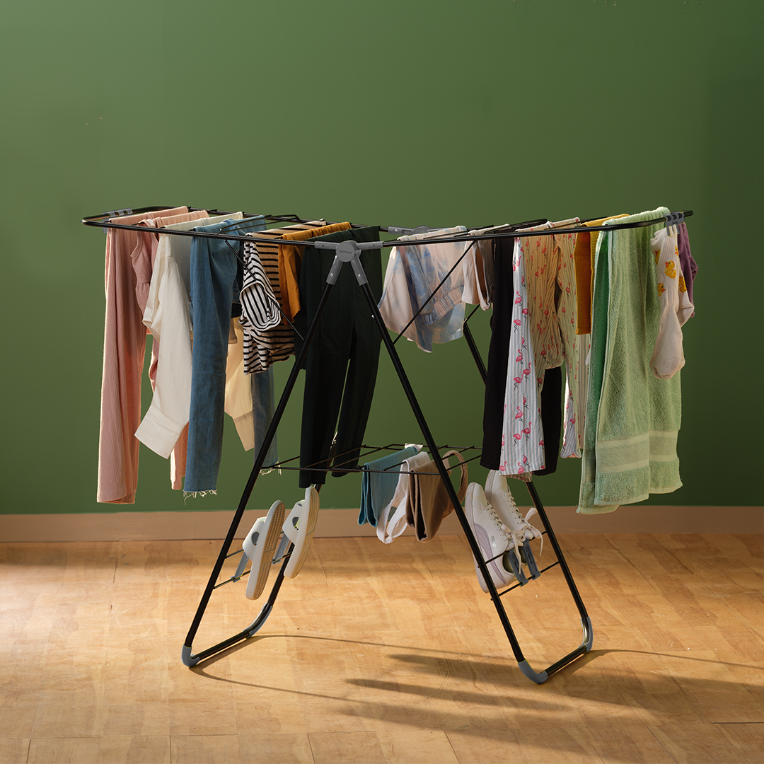 BonKaso Foldable Cloth Drying Stand in Premium Steel